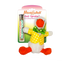 Meowijuana refillable catnip toy styled as a duckling, featuring bright orange feet and a yellow checkered bow tie.