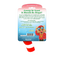 Back of the candy cane toy packaging describing its features and benefits, alongside a festive cartoon cat wearing sunglasses.