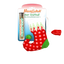 A red and green holiday stocking cat toy with polka dots and a premium USA and Canada grown catnip tube in packaging.