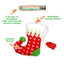 A labeled graphic of a holiday stocking cat toy highlighting its crinkle sound, refillable catnip pocket, and catnip tube.