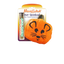 Pumpkin-shaped cat toy with a mouse face, featuring a tube of premium catnip.