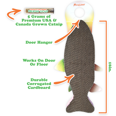 Sprinkle ‘n’ Scratch - Rainbow Trout Hanging Cardboard Scratcher